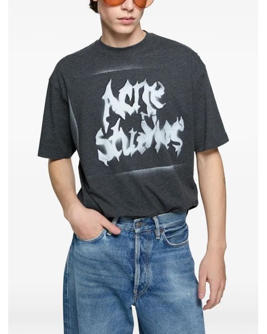 Acne Black Gothic Logo T-Shirt for men