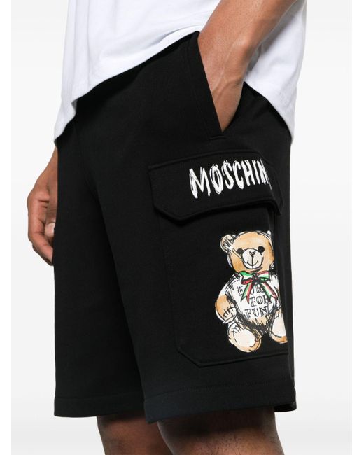 Moschino Black Teddy Bear-print Cotton Bermuda Shorts for men