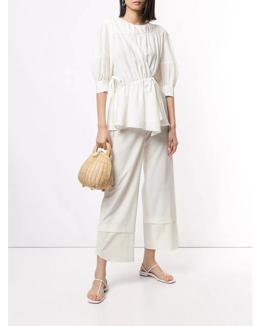 Goen.J White Multi-Directional Ruched Blouse