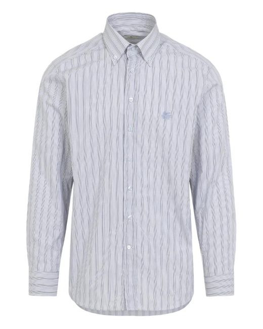 Etro White Striped Logo-Detail Shirt for men