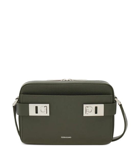 Ferragamo Green Hug Buckle Messenger Bag for men