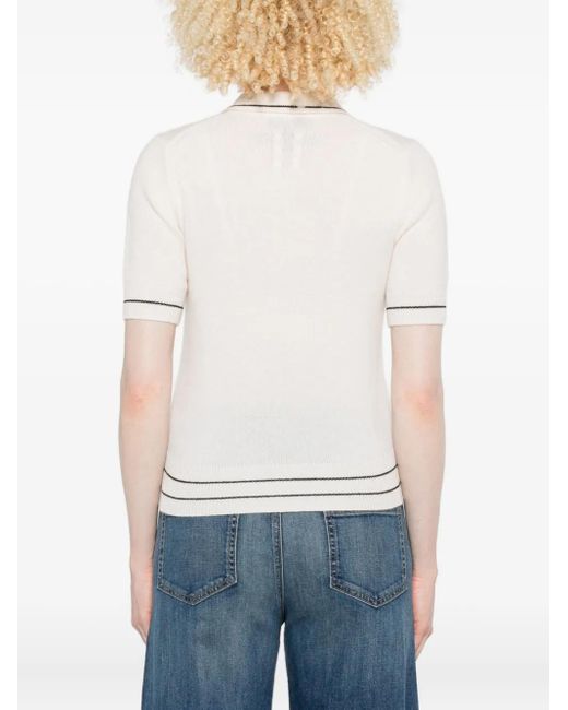 Nili Lotan Natural Short-Sleeve Polo Shirt