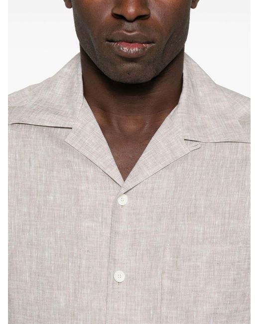 Zegna Kurzärmeliges Hemd aus Leinen in White für Herren