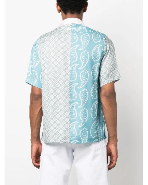 Camicia A Maniche Corte Con Stampa Bandana di Rhude in Blue da Uomo