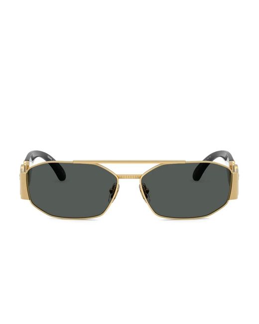 Versace Gray Medusa Geometric-Frame Sunglasses
