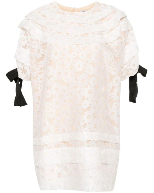 Parlor White Minikleid aus Spitze mit Blumenmuster