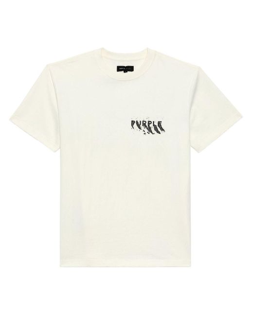 Purple Brand White Logo-print Cotton T-shirt for men