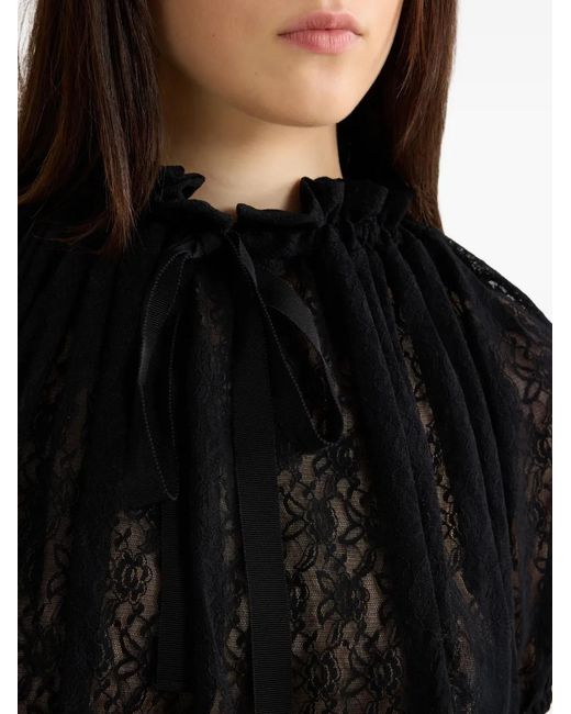 Patou Black Lace-Detail Blouse