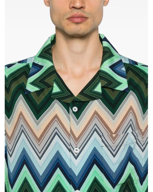 メンズ Missoni ジグザグプリント シャツ Green