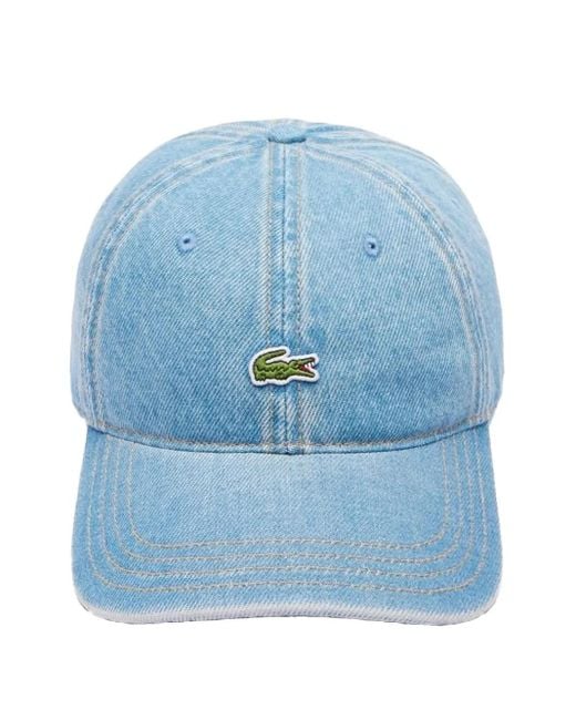 メンズ Lacoste Cotton Denim Cap Blue