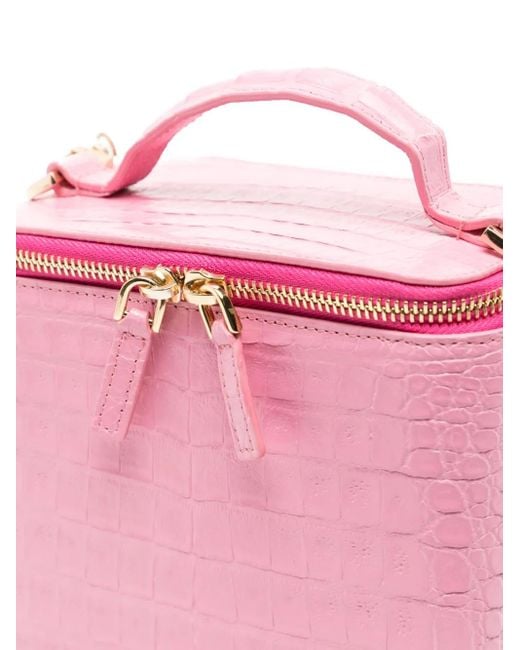 MARIA OLIVER Pink Crocodile-Embossed Zipped Tote Bag