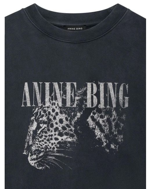 Anine Bing Black Spencer Leopard-Print Sweatshirt