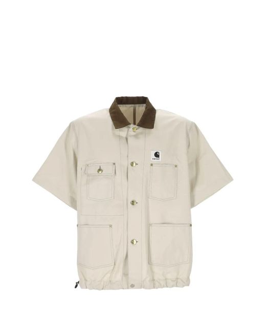 Sacai X Carhartt Wip Duck Corduroy-Collar Shirt in White for Men