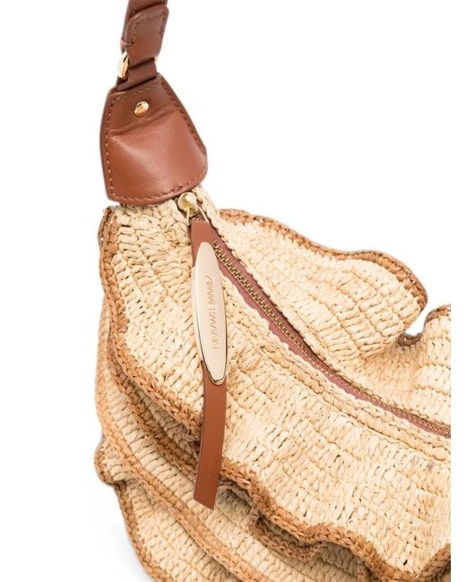 Zimmermann Metallic Ruffled Woven Shoulder Bag