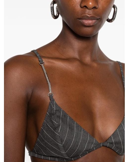 Dondup Gray Pinstripe-Pattern Chain-Link Top