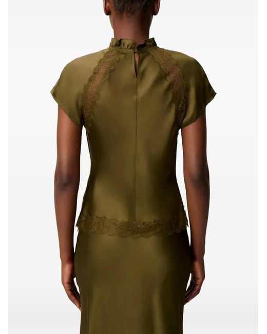 Claudie Pierlot Green Satin Victorian Collar Top