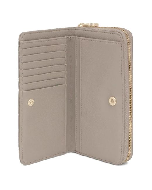 Tous Gray Bear-Embossed Zip-Around Wallet