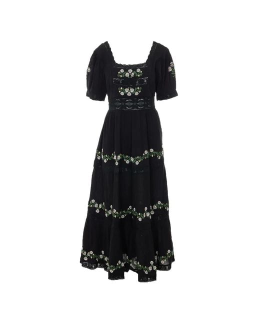 RIXO London Embroidered Philippa Dress in Black | Lyst