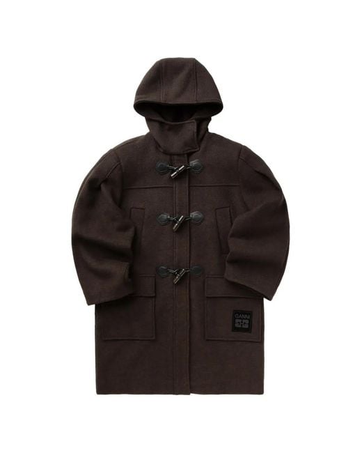 Ganni Black Wool Duffle Coat