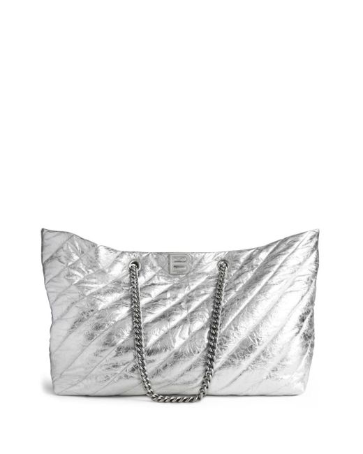 Balenciaga Gray Large Crush Metallic Tote Bag