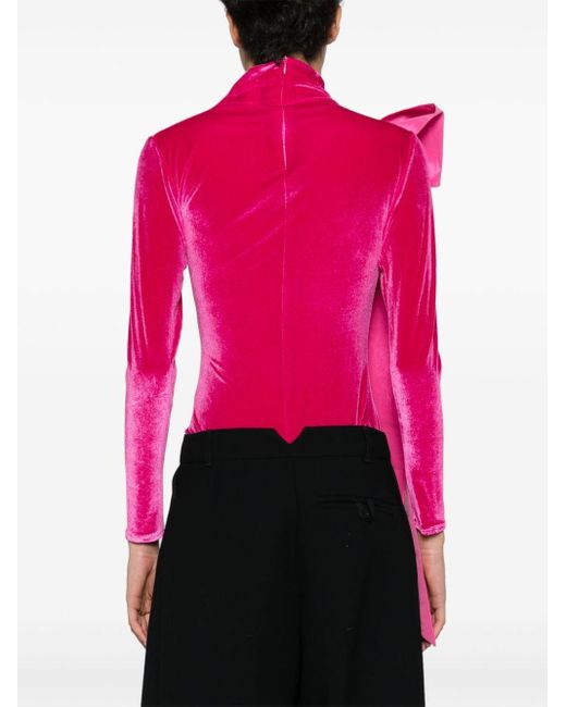 Atu Body Couture Pink Strap-detail Velvet Bodysuit