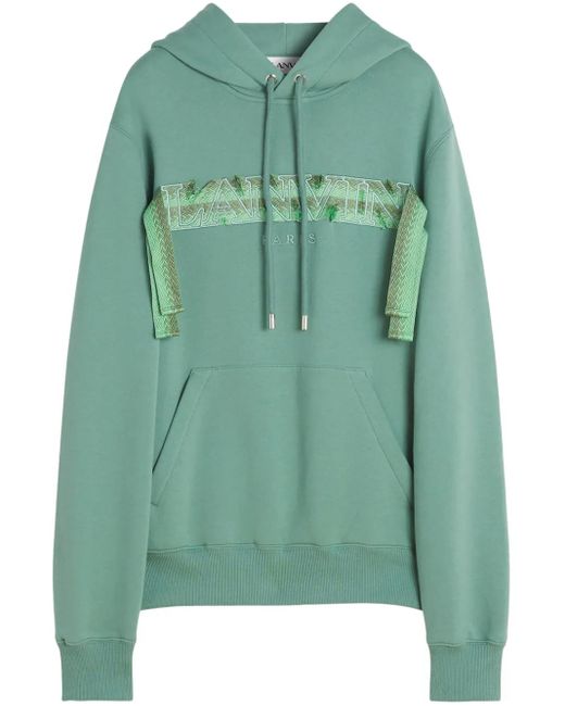 Lanvin Green Curb-Lace Hoodie for men