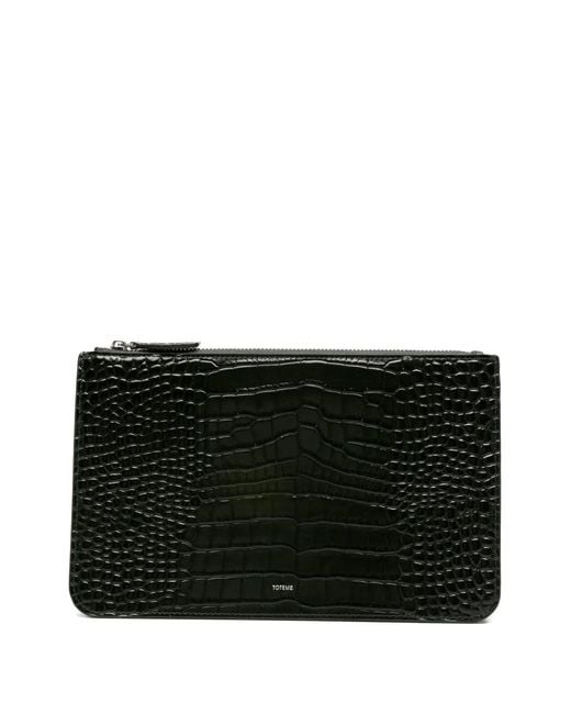 Totême Black Threefold Croco-Embossed Clutch Bag