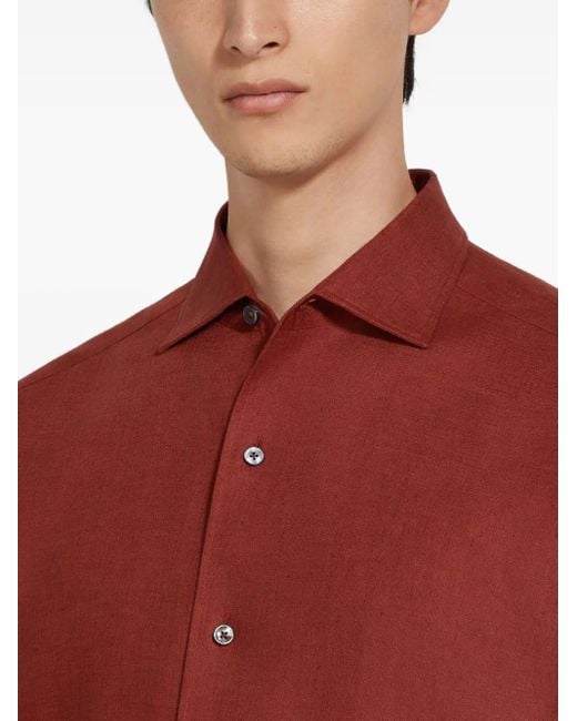 Camicia A Maniche Lunghe di Zegna in Red da Uomo
