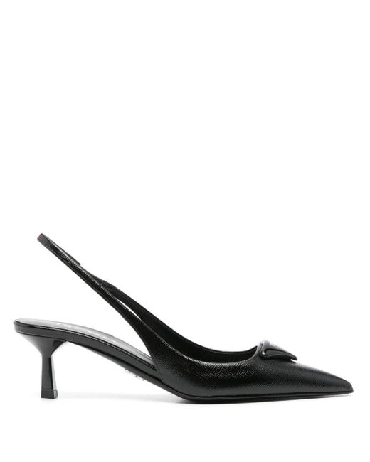 Prada Black 55Mm Logo-Plaque Slingback Pumps