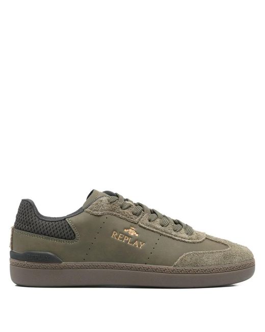 Replay Brown Lace-Up Low-Top Sneakers for men