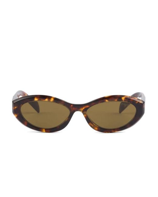 Prada Natural Symbole Oval-Frame Tortoiseshell Sunglasses