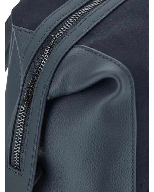 Paul & Shark Blue Firenze Leather Suede Backpack for men