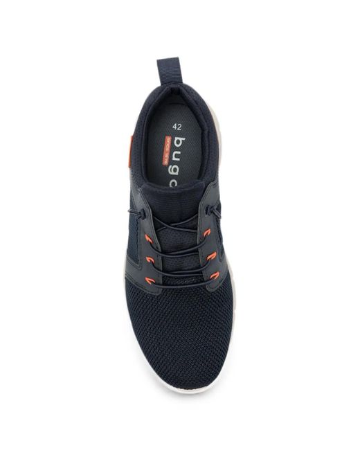 Bugatti Blue Mesh-Panelled Lace-Up Sneakers for men