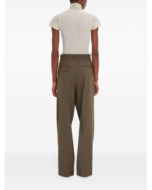 Victoria Beckham Brown Gathered-waist Tapered Trousers