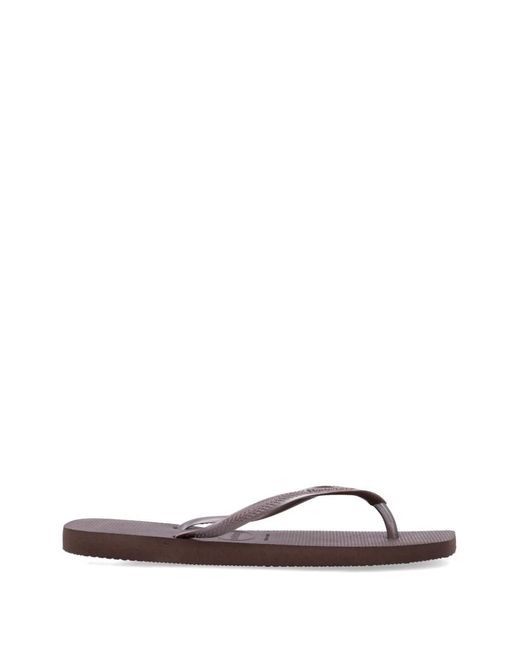 Havaianas White Slim Square Textured Flip-Flops