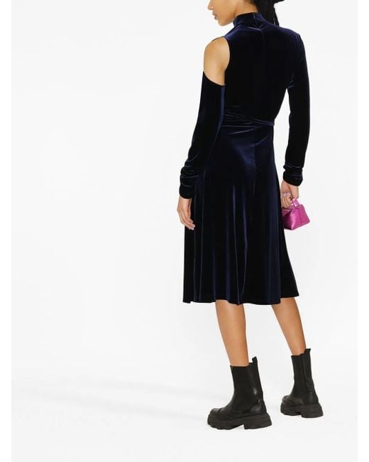 Versace Jeans Couture Blue Cut-Out Velvet Wrap Dress