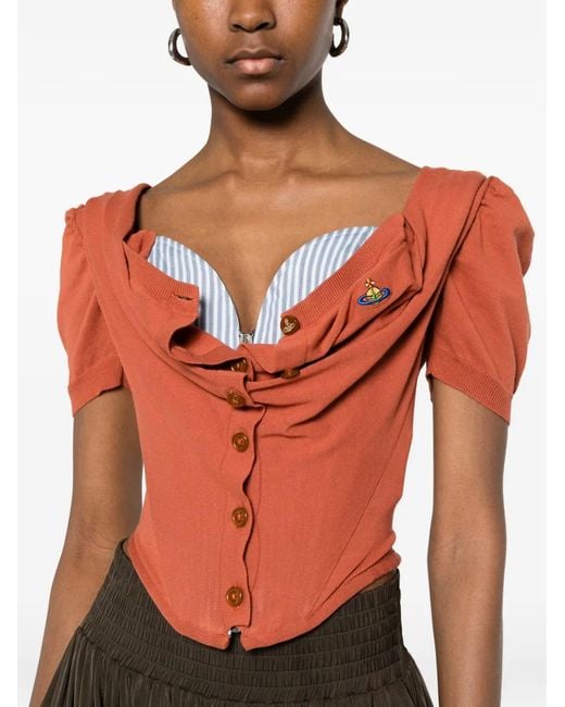 Vivienne Westwood Orange Button Draped Knitwear