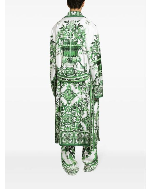 メンズ Dolce & Gabbana シルク マジョリカプリント ローブ Green
