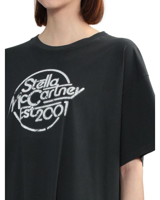 Stella McCartney Black Logo-print Ruffle-hem T-shirt
