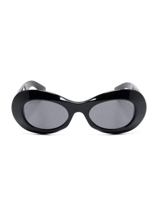 Gucci Black Interlocking G Oval-Frame Sunglasses