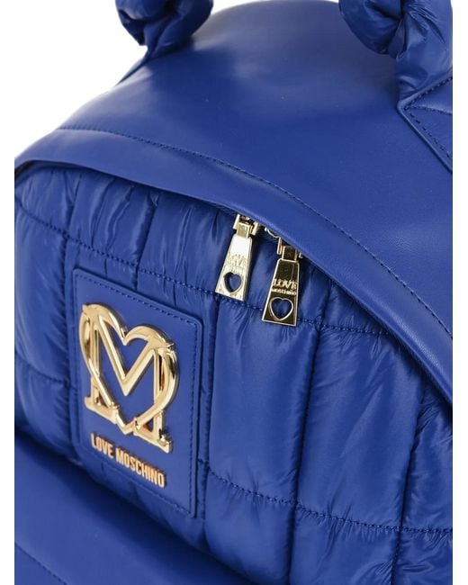 Moschino Blue Quilted Braided-Handle Backpack