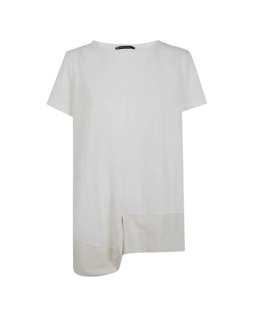 Pierantoniogaspari White Asymmetric Panelled T-Shirt