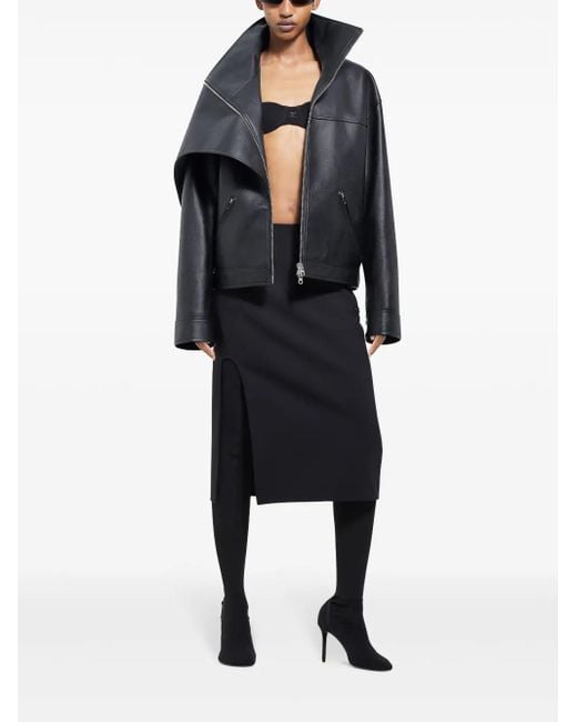 Courreges Black Oversized Leather Jacket