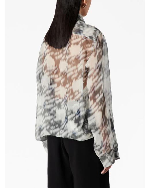 Giorgio Armani Gray Abstract-Print Silk Shirt
