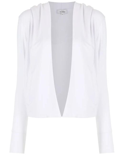 Amir Slama White Hooded Open-Front Cardigan