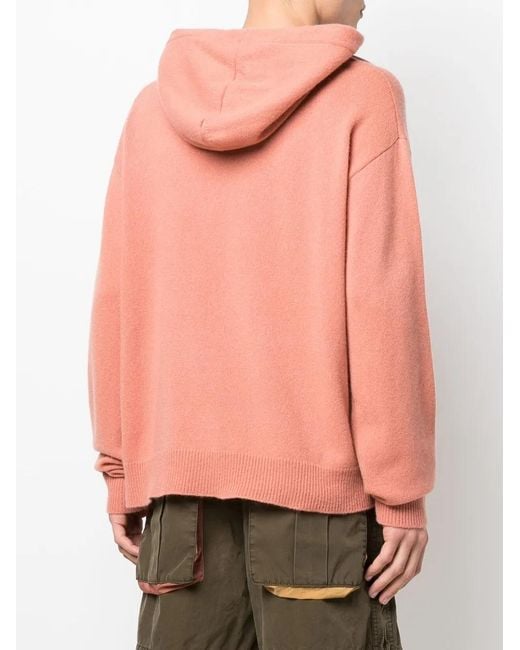 DSquared² Pink Logo-Embroidered Cashmere Hoodie for men