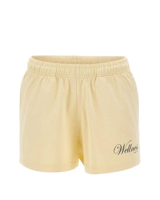 Sporty & Rich Natural Avenue Disco Elasticated-Waist Shorts