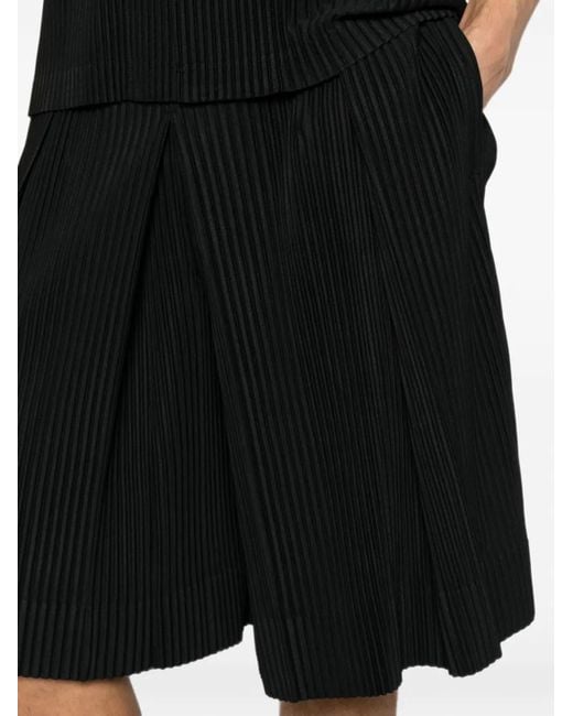 Homme Plissé Issey Miyake Black Pleated Shorts for men