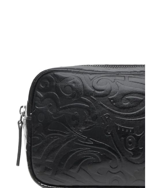 John Richmond Black Embossed-Pattern Clutch Bag for men