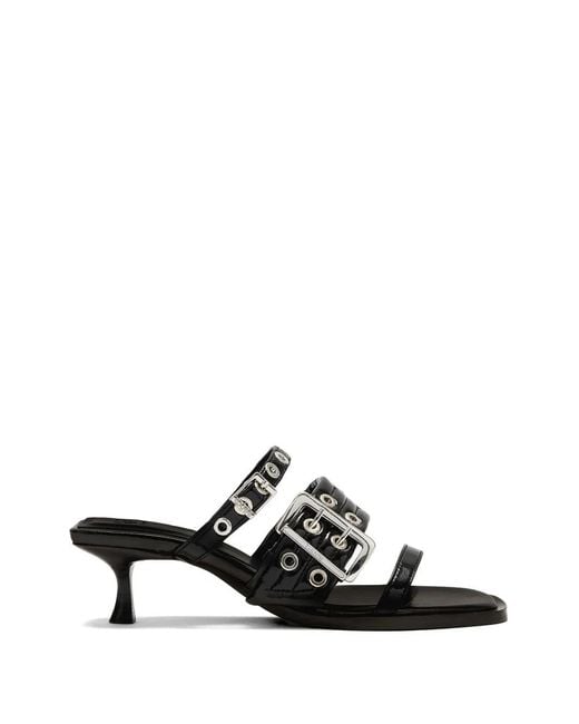 Ganni White Buckle-Strap Sandals